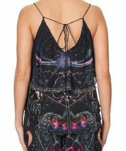 Camilla EBoutique (US) TOP WITH NECKLINE FRILL MIDNIGHT MOON HOUSE Up To 50% Off