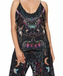 Camilla EBoutique (US) TOP WITH NECKLINE FRILL MIDNIGHT MOON HOUSE Up To 50% Off
