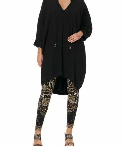 Camilla EBoutique (US) V-NECK DRESS WITH DRAPED BACK SOLID BLACK