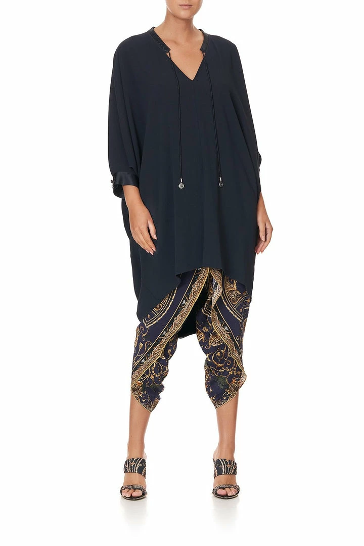 Camilla EBoutique (US) V-NECK DRESS WITH DRAPED BACK SOLID NAVY