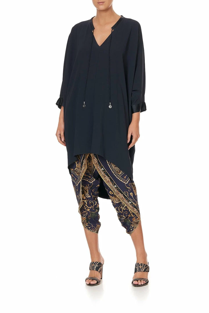 Camilla EBoutique (US) V-NECK DRESS WITH DRAPED BACK SOLID NAVY