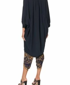 Camilla EBoutique (US) V-NECK DRESS WITH DRAPED BACK SOLID NAVY