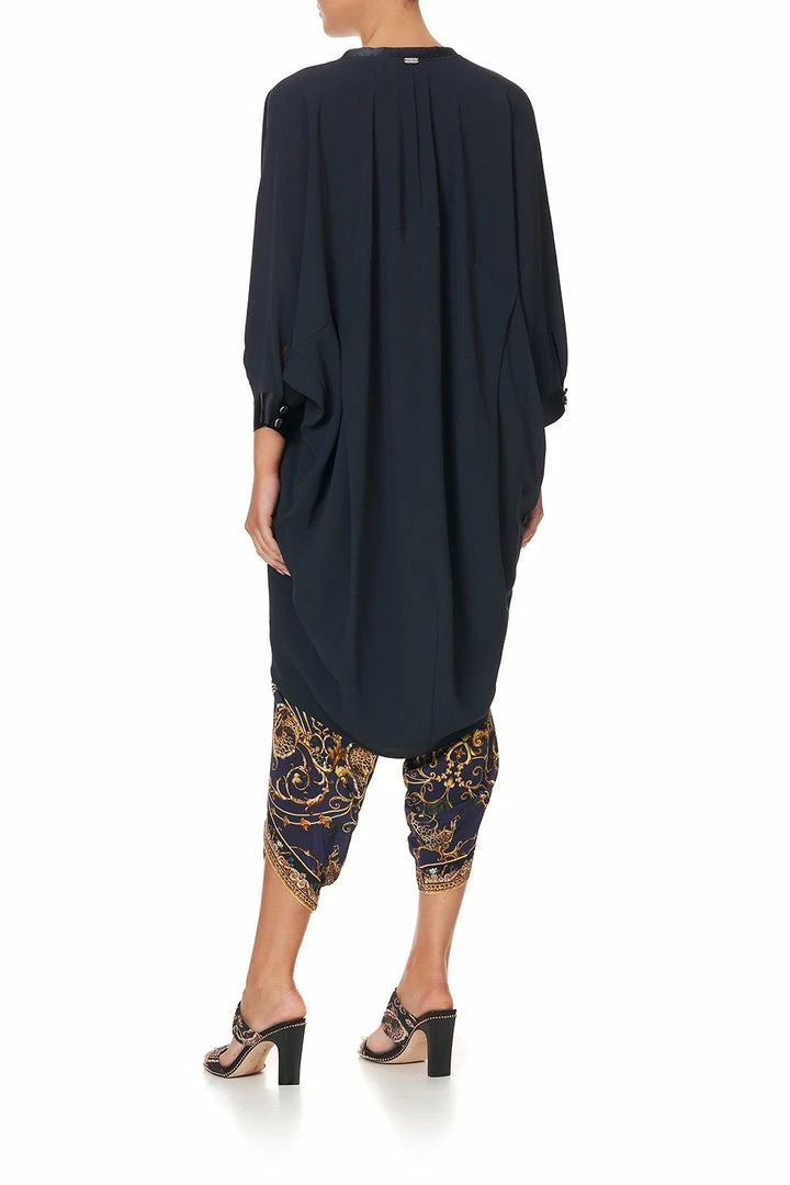 Camilla EBoutique (US) V-NECK DRESS WITH DRAPED BACK SOLID NAVY