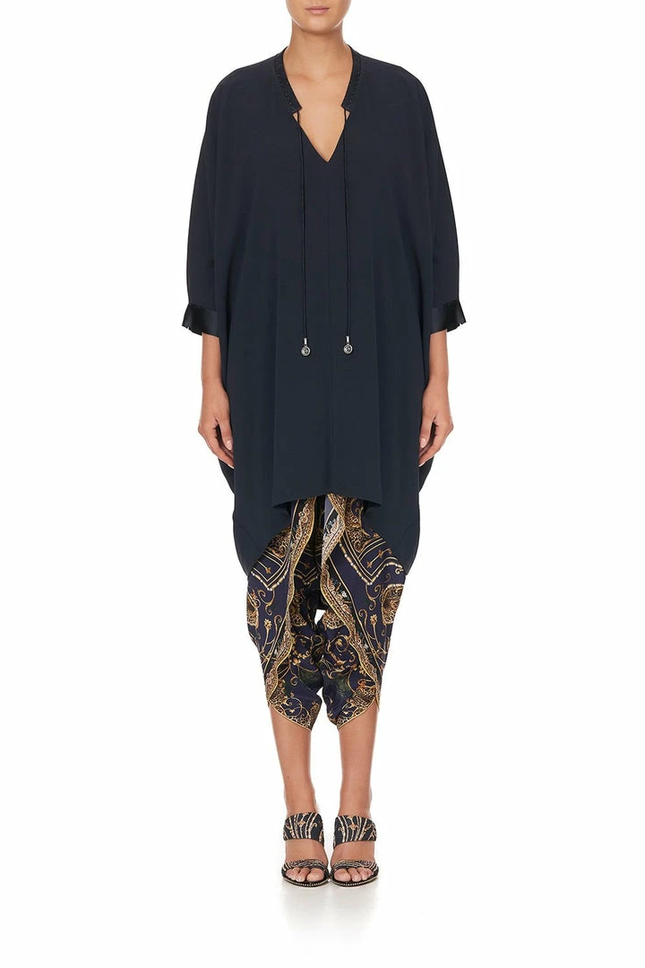 Camilla EBoutique (US) V-NECK DRESS WITH DRAPED BACK SOLID NAVY