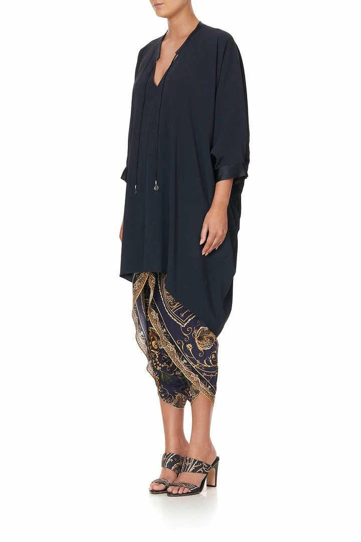 Camilla EBoutique (US) V-NECK DRESS WITH DRAPED BACK SOLID NAVY