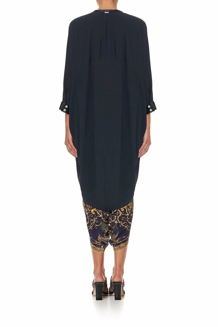 Camilla EBoutique (US) V-NECK DRESS WITH DRAPED BACK SOLID NAVY