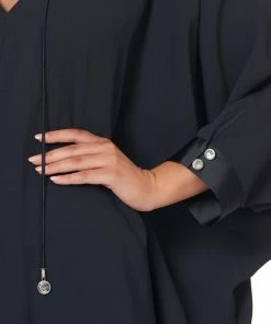 Camilla EBoutique (US) V-NECK DRESS WITH DRAPED BACK SOLID NAVY