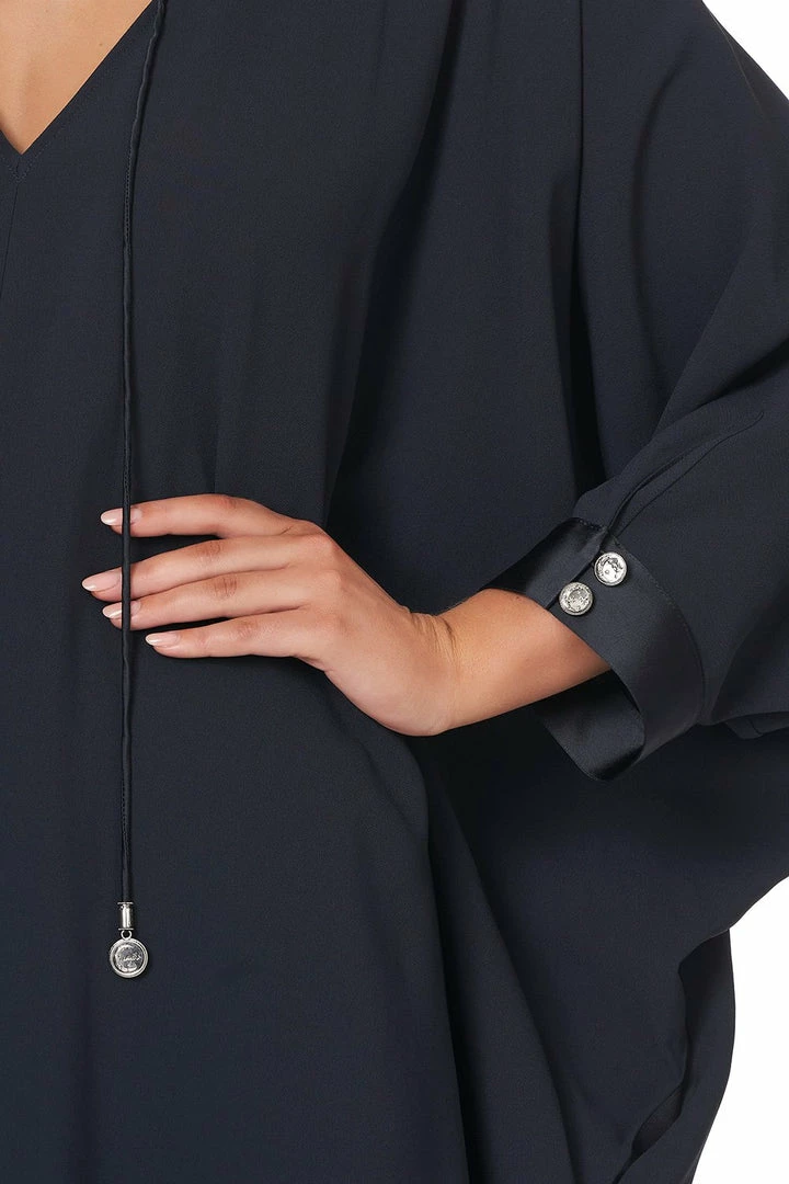 Camilla EBoutique (US) V-NECK DRESS WITH DRAPED BACK SOLID NAVY