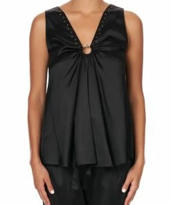 Camilla EBoutique (US) WIDE STRAP U-RING TOP SOLID BLACK Sale Clothing