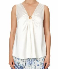 Camilla EBoutique (US) WIDE STRAP U-RING TOP SOLID WHITE