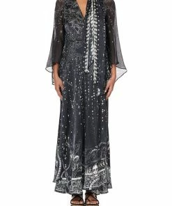 Camilla EBoutique (US) WRAP DRESS WITH NECK TIE MIDNIGHT PEARL Sale Clothing