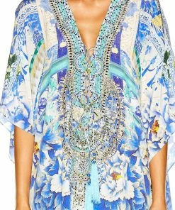 Camilla EBoutique (US) Resort SHORT LACE UP KAFTAN PORCELAIN PARADISE