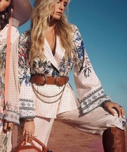 Camilla EBoutique (US) DOUBLE CROC LEATHER BELT TAN Up To 30% Off