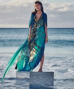 Camilla EBoutique (US) LONG KAFTAN WITH OVERLAY DETAIL MARINE QUEEN Up To 50% Off
