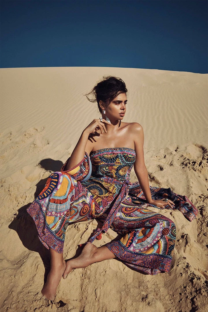 Camilla EBoutique (US) TIE WAIST STRAPLESS JUMPSUIT WARLU DREAMING