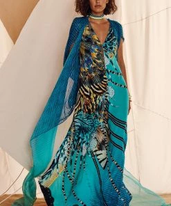 Camilla EBoutique (US) LONG KAFTAN WITH OVERLAY DETAIL MARINE QUEEN Up To 50% Off