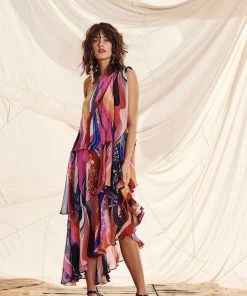 Camilla EBoutique (US) ASSYMETRICAL NECK TIE DRESS FOLK RIVER