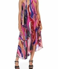 Camilla EBoutique (US) ASSYMETRICAL NECK TIE DRESS FOLK RIVER