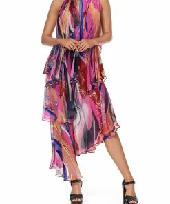 Camilla EBoutique (US) ASSYMETRICAL NECK TIE DRESS FOLK RIVER