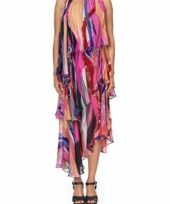 Camilla EBoutique (US) ASSYMETRICAL NECK TIE DRESS FOLK RIVER