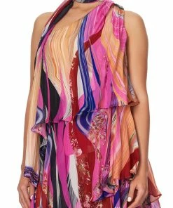 Camilla EBoutique (US) ASSYMETRICAL NECK TIE DRESS FOLK RIVER