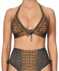 Camilla EBoutique (US) HALTER BRA WITH EYELETS CROCODILE ROCK Up To 30% Off