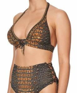 Camilla EBoutique (US) HALTER BRA WITH EYELETS CROCODILE ROCK Up To 30% Off