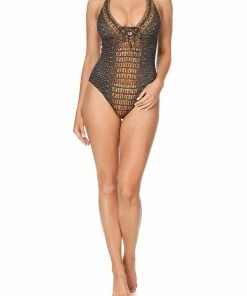 Camilla EBoutique (US) HALTER ONE PIECE WITH EYELETS CROCODILE ROCK Up To 30% Off