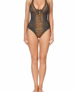Camilla EBoutique (US) HALTER ONE PIECE WITH EYELETS CROCODILE ROCK Up To 30% Off