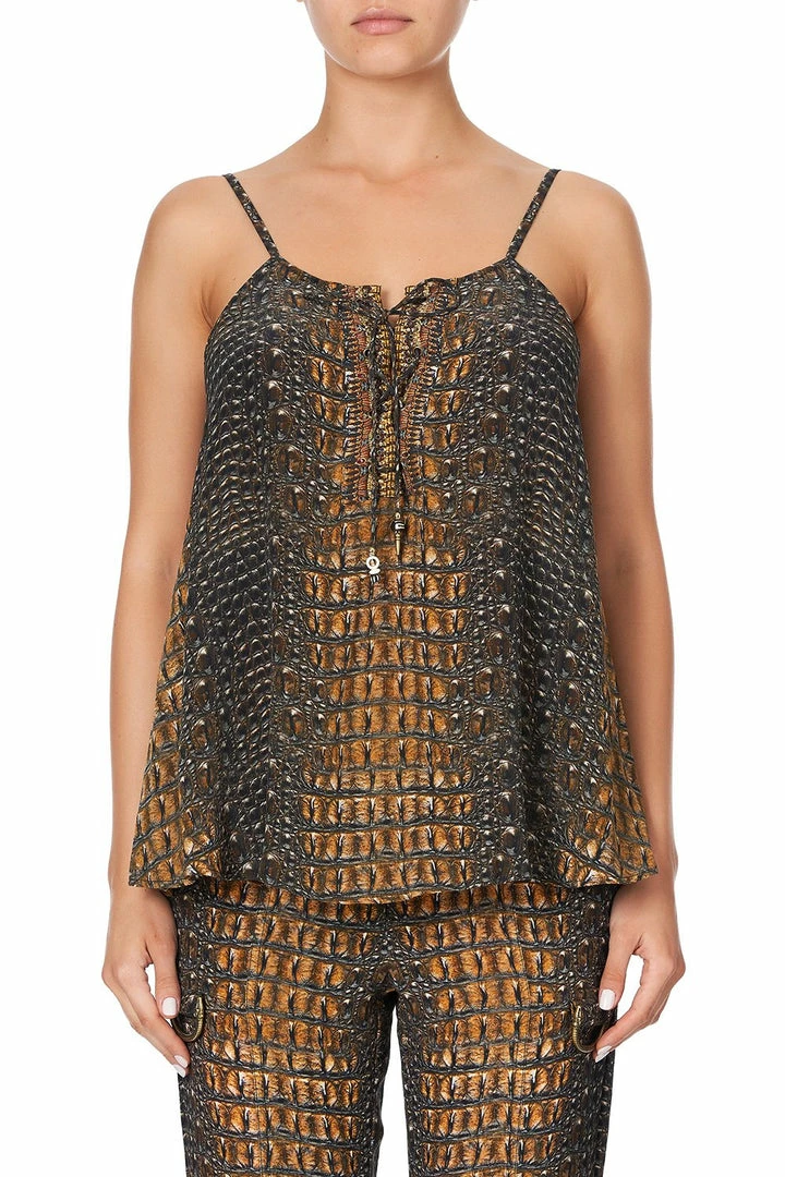 Camilla EBoutique (US) LACE UP FRONT CAMI CROCODILE ROCK