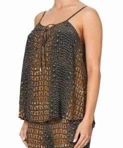 Camilla EBoutique (US) LACE UP FRONT CAMI CROCODILE ROCK