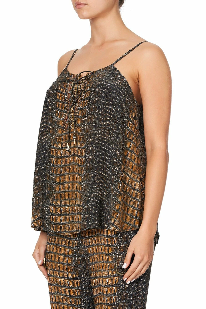 Camilla EBoutique (US) LACE UP FRONT CAMI CROCODILE ROCK