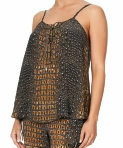 Camilla EBoutique (US) LACE UP FRONT CAMI CROCODILE ROCK