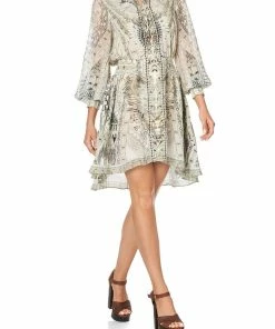 Camilla EBoutique (US) LACE UP SHIRRED WAIST DRESS DAINTREE DREAMING