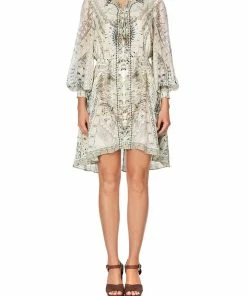 Camilla EBoutique (US) LACE UP SHIRRED WAIST DRESS DAINTREE DREAMING