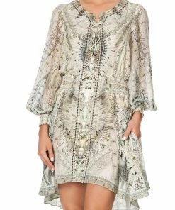 Camilla EBoutique (US) LACE UP SHIRRED WAIST DRESS DAINTREE DREAMING
