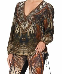 Camilla EBoutique (US) Up To 30% Off LACE UP SIDE BLOUSE KAKADU CALLING