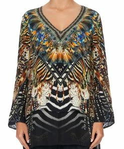 Camilla EBoutique (US) BLOUSE WITH SIDE SPLIT UNDERLAY LOST PARADISE Up To 30% Off