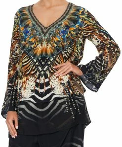 Camilla EBoutique (US) BLOUSE WITH SIDE SPLIT UNDERLAY LOST PARADISE Up To 30% Off