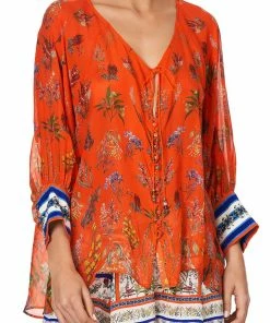 Camilla EBoutique (US) Up To 30% Off RAGLAN SLEEVE BUTTON UP TOP GONE COAST