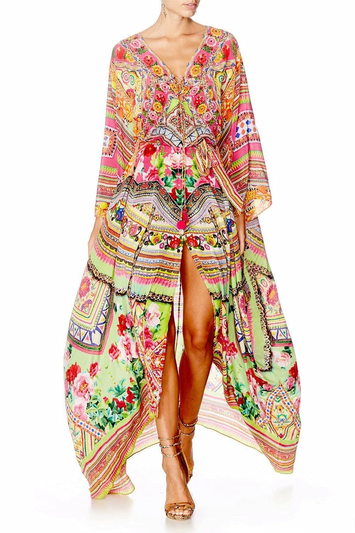 Camilla EBoutique (US) SPLIT HEM LACE UP KAFTAN HANI HONEY Resort