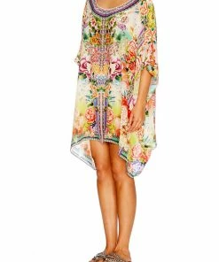 Camilla EBoutique (US) SHORT ROUND NECK KAFTAN FLOWER HOUR Resort