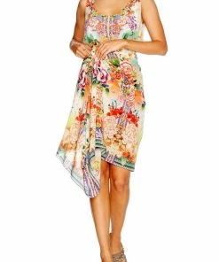 Camilla EBoutique (US) SHORT ROUND NECK KAFTAN FLOWER HOUR Resort