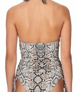 Camilla EBoutique (US) U RING ROUCHED HALTER TANK KAKADU BOO