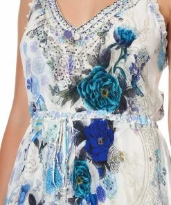 Camilla EBoutique (US) V NECK SHOESTRING STRAP PLAYSUIT WHITE SIDE OF THE MOON